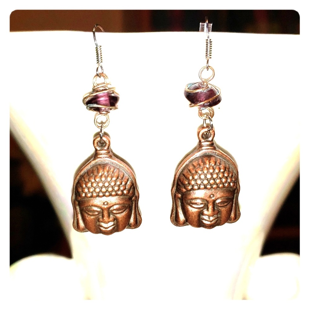 Handmade Buddha Head Earrings